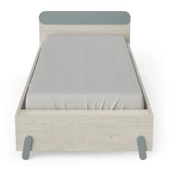 Lit Extensible Enfant En Bois Couleur Chêne Topanga Et Vert De Gris 90x190/200 - LI217