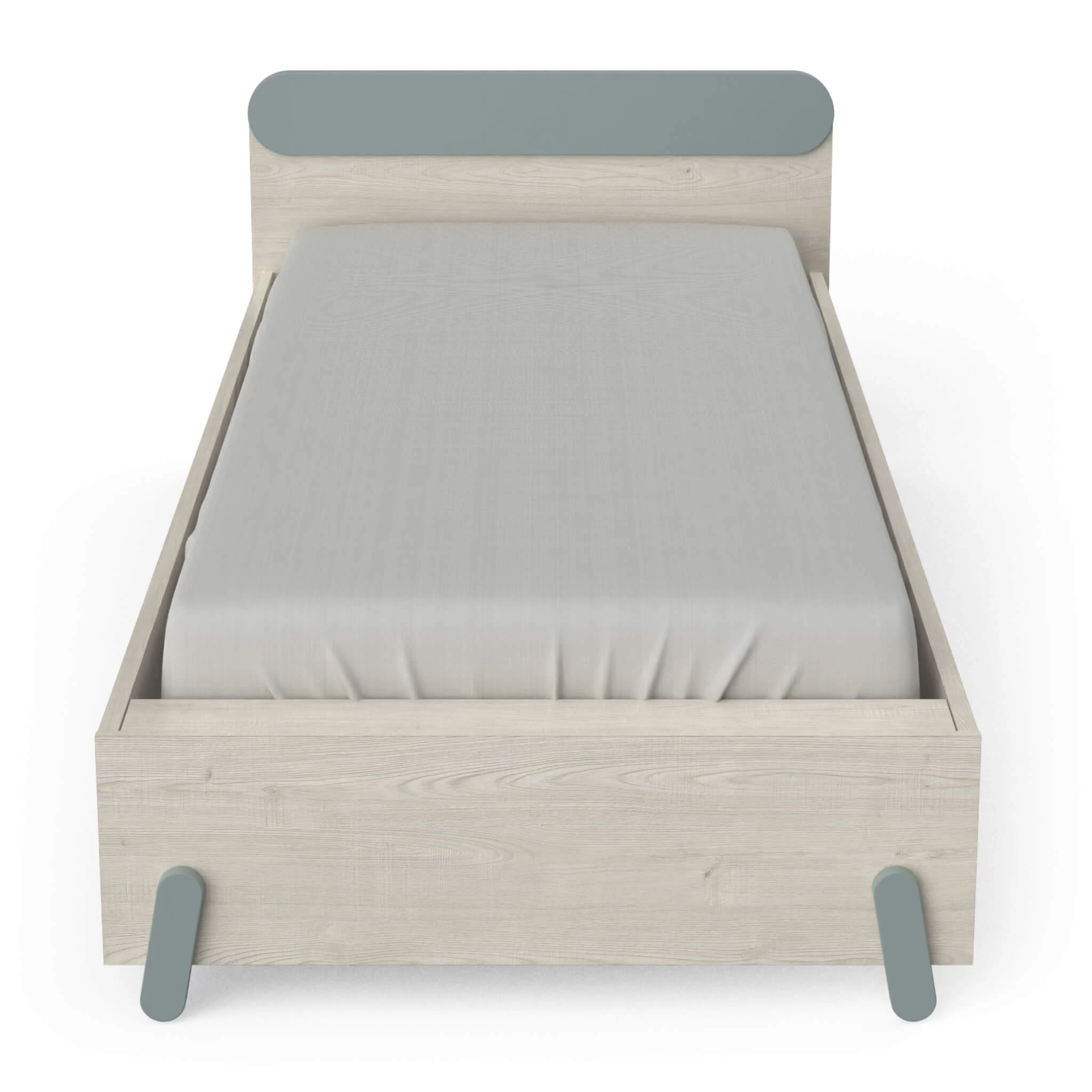 Lit Extensible Enfant En Bois Couleur ChĂȘne Topanga Et Vert De Gris 90x190/200 - LI217
