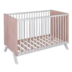 Lit Bébé En Bois Massif Style Scandinave Hêtre Et Blanc 60x120