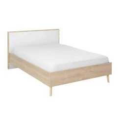 Lit Adulte En Bois Imitation Chêne Clair - LT5046-2