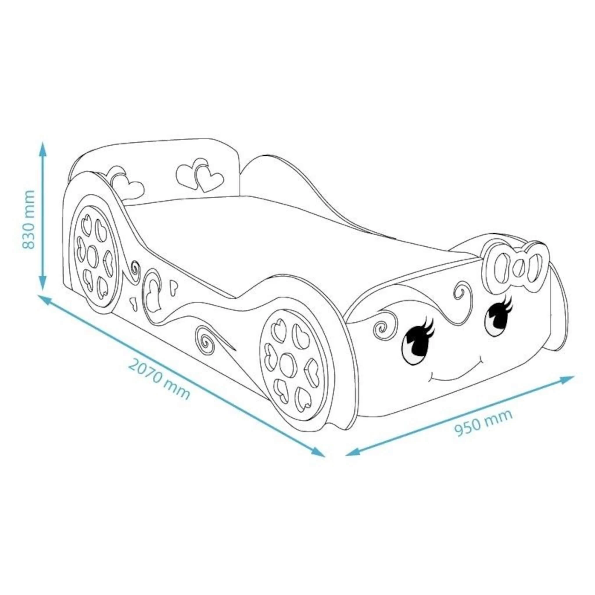 Lit Enfant Voiture Fille Love 90x200 â Image 5