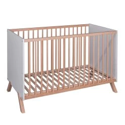 Lit Bébé En Bois Massif Blanc Et Naturel Style Scandinave 60x120