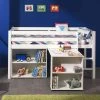 Lit Mezzanine 90x200 Blanc + Bureau + Bibliothèque - Terre De Nuit
