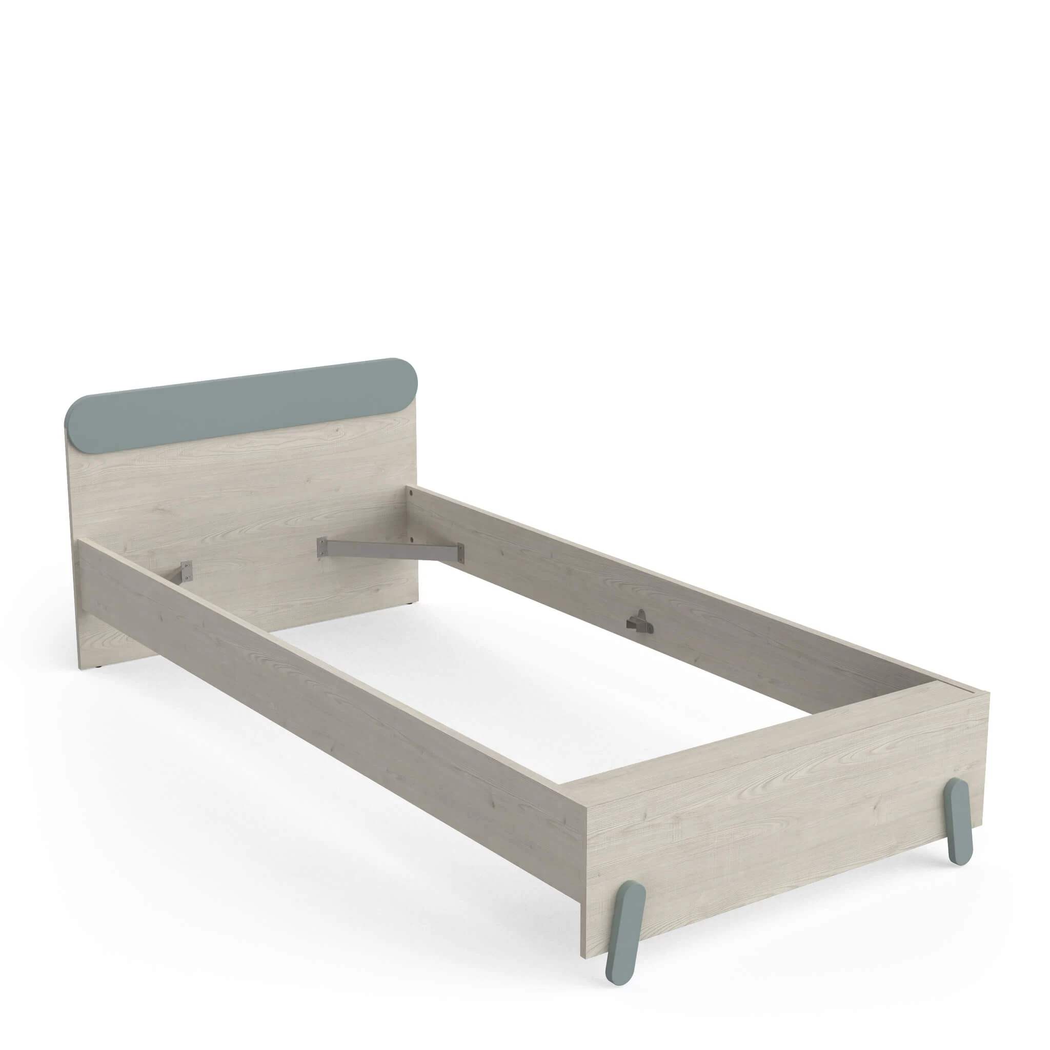 Lit Extensible Enfant En Bois Couleur ChĂȘne Topanga Et Vert De Gris 90x190/200 - LI217 â Image 4