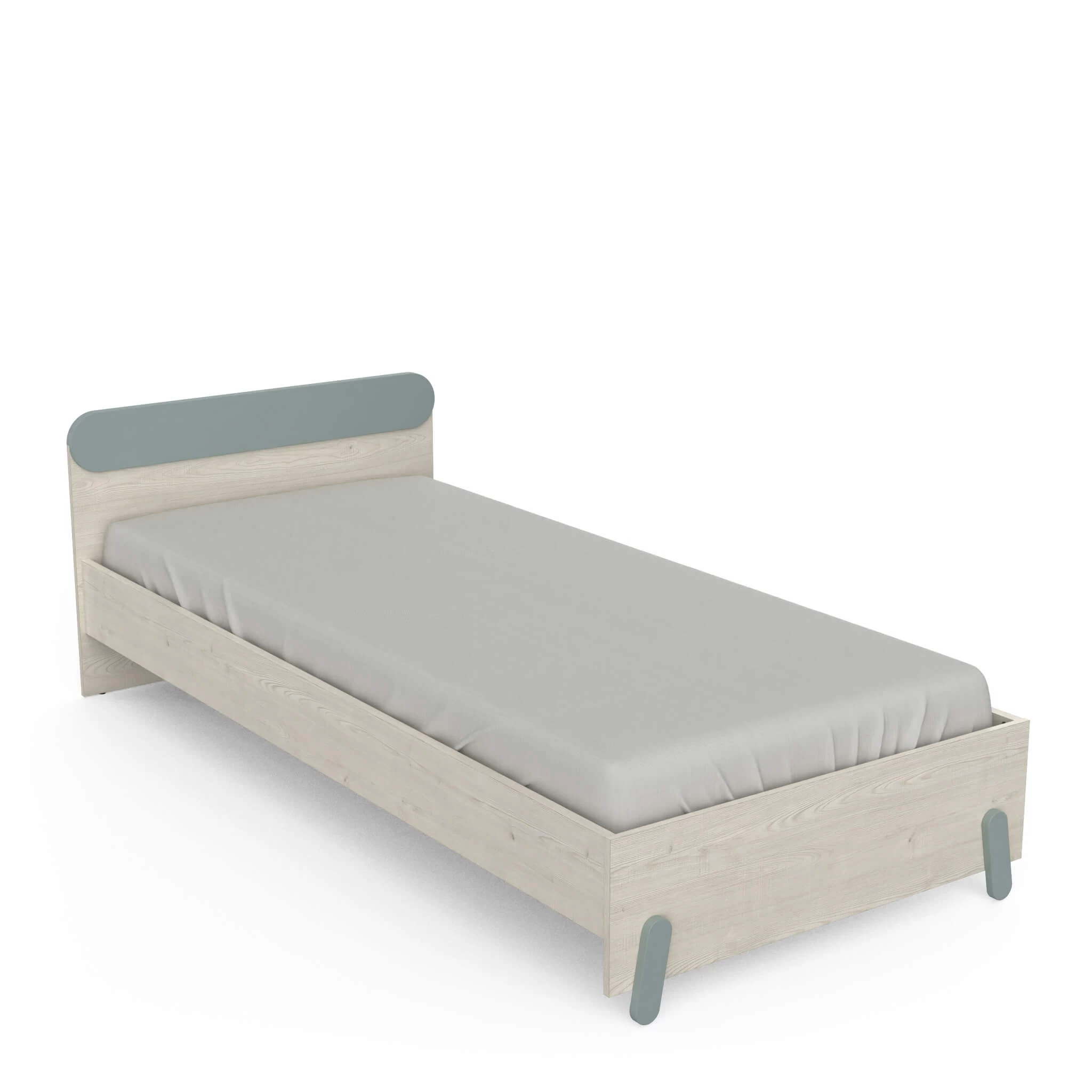 Lit Extensible Enfant En Bois Couleur ChĂȘne Topanga Et Vert De Gris 90x190/200 - LI217 â Image 5