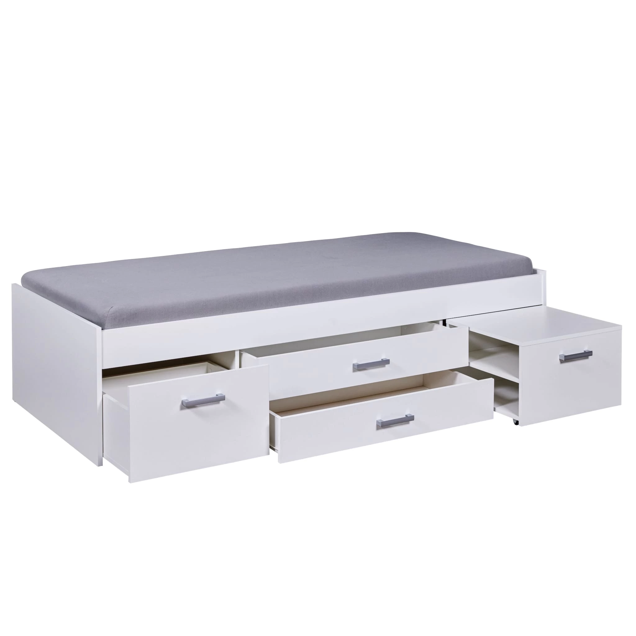 Lit Multi-rangements 90x200 Avec Table De Chevet Intégrée En Bois Blanc - LT12123 – Image 3
