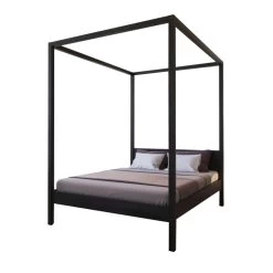 Lit à Baldaquin En Bois Noir - LT14032