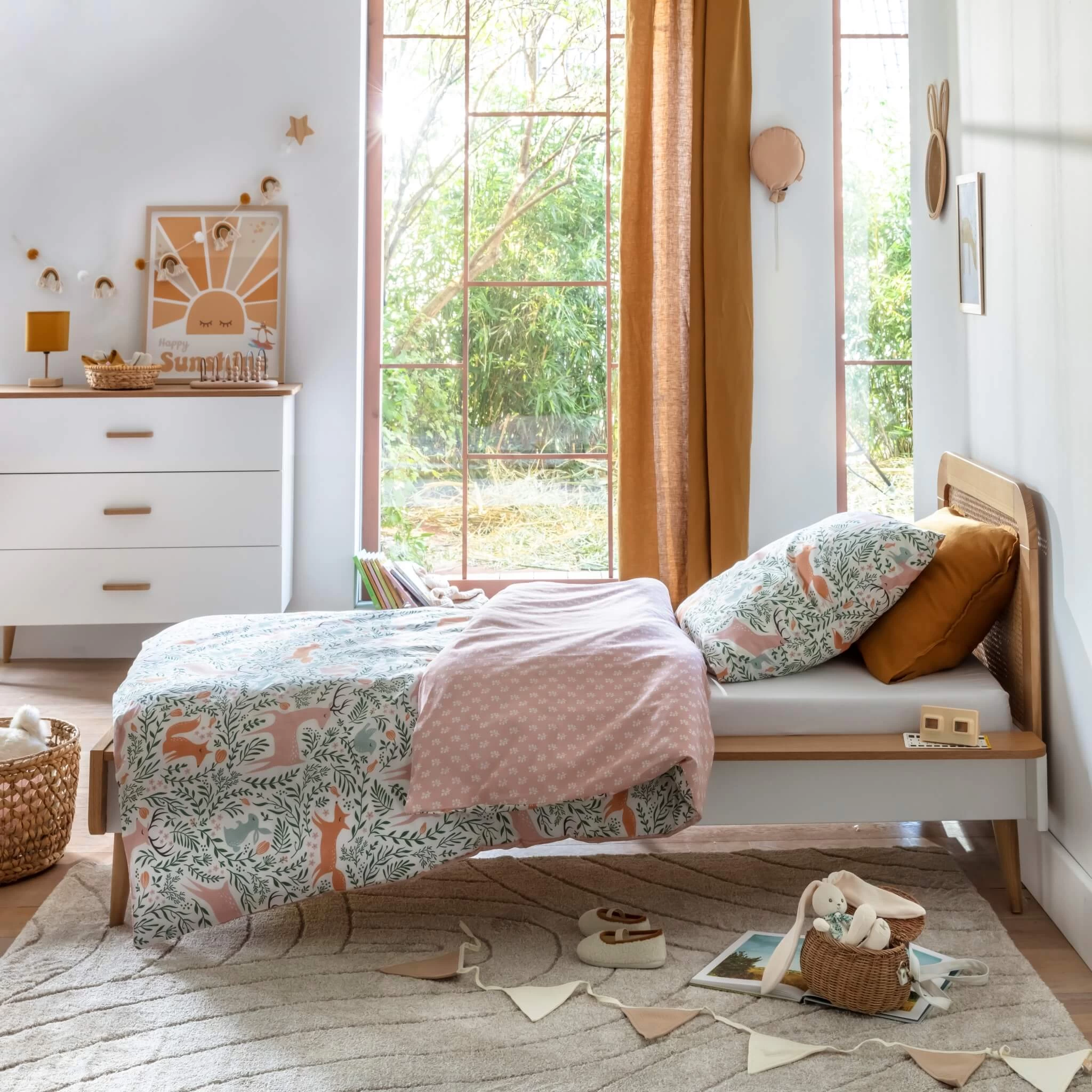 Ensemble Lit En Bois Naturel + TĂȘte De Lit En Cannage SMOOTHCLOUD â Image 8