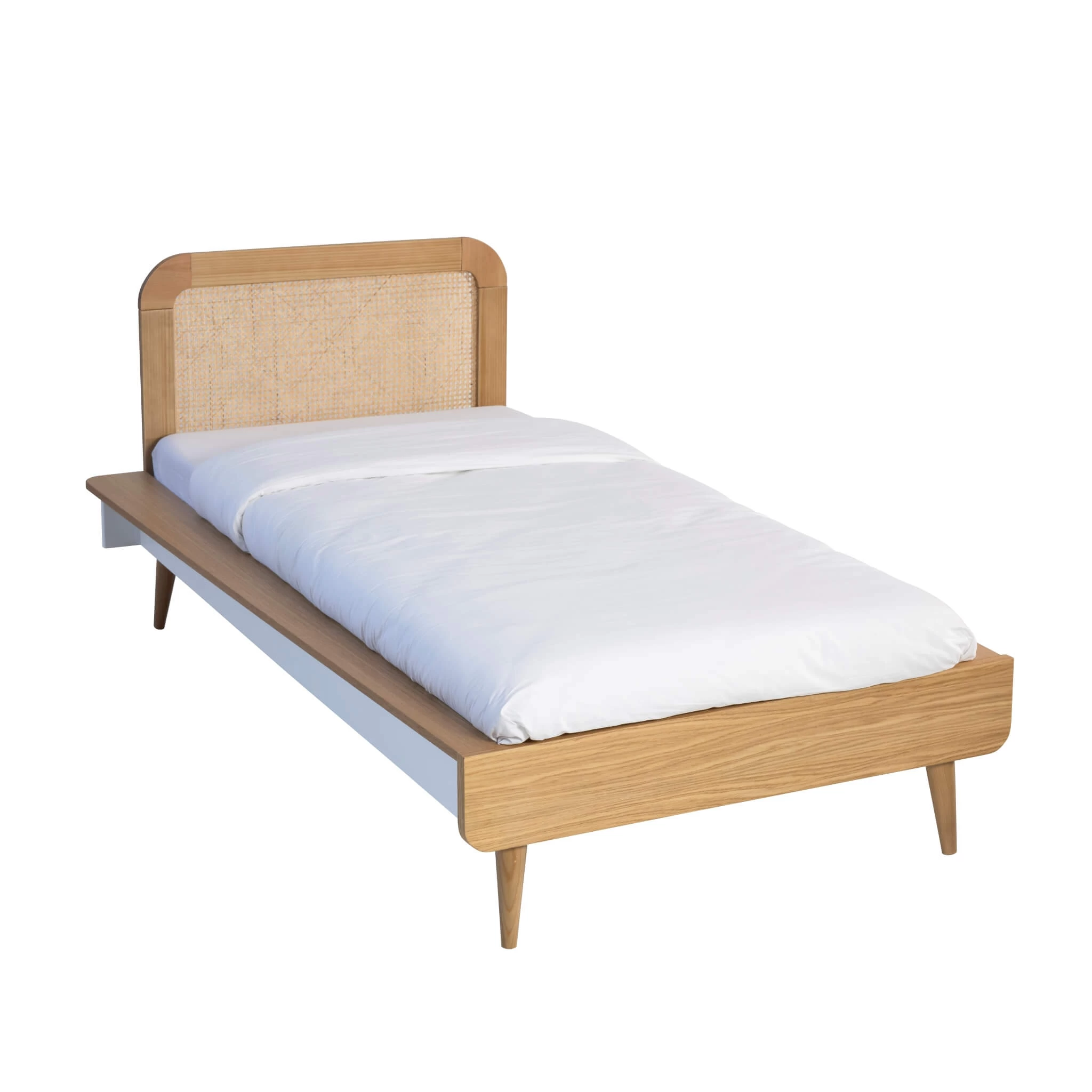 Ensemble Lit En Bois Naturel + TĂȘte De Lit En Cannage SMOOTHCLOUD â Image 7