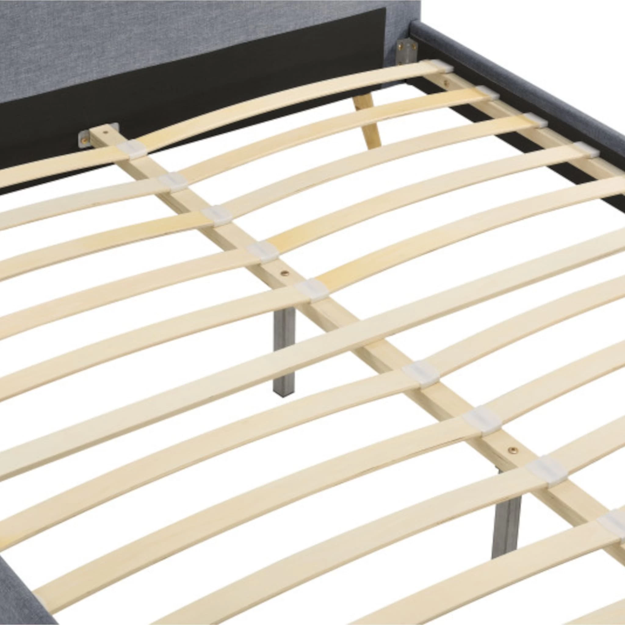 Lit Avec Sommier à Lattes Intégré Et Tête De Lit En Tissu Gris Foncé - LT17106 – Image 12
