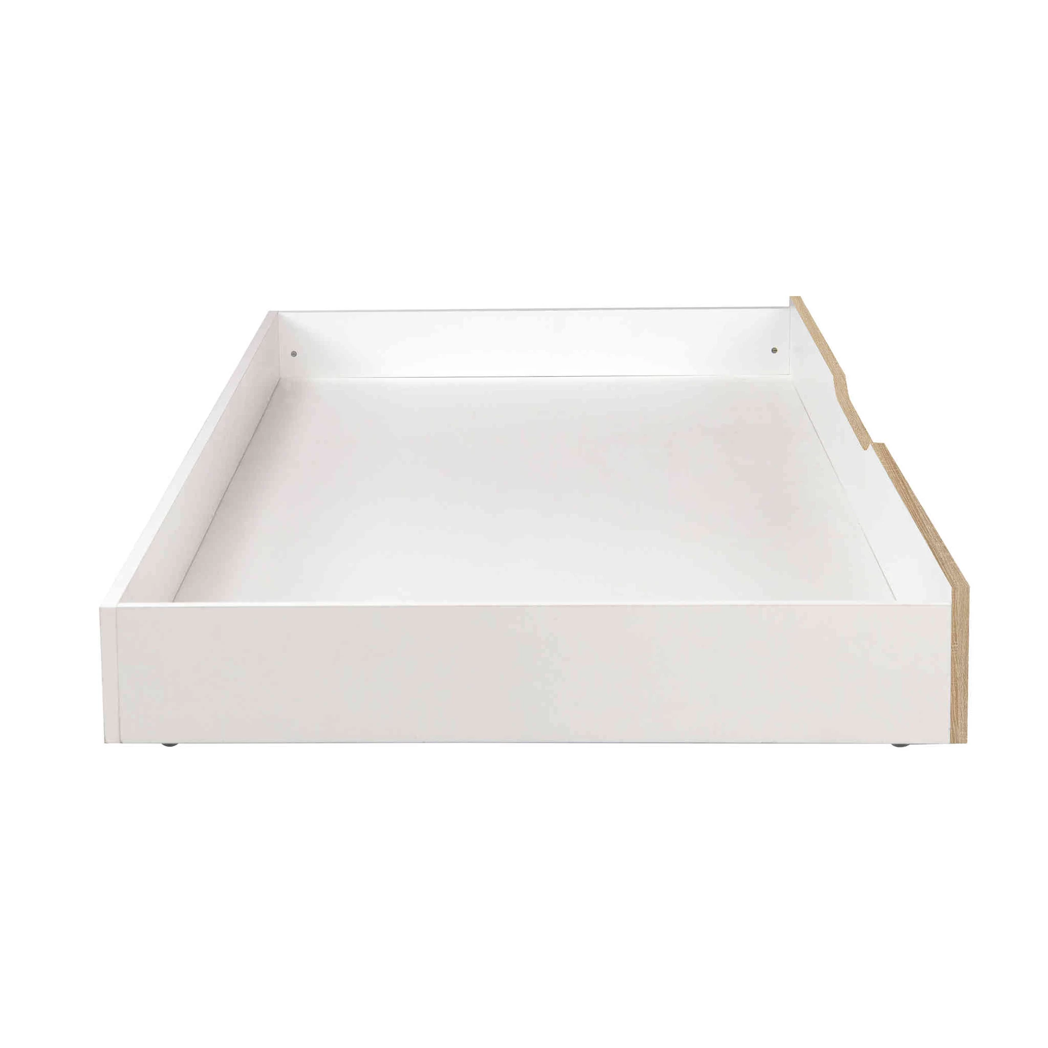 Lit Superposé 90x200 + Tiroir De Lit En Bois Imitation Chêne Clair Et Blanc - Terre De Nuit – Image 5