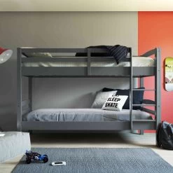 Lit Superposé Séparable En Bois Massif Gris 90x200 - LT12085