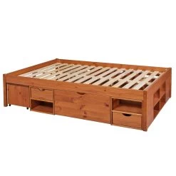 Lit Multi-rangements Avec Sommier Intégré En Pin Massif - LT12119