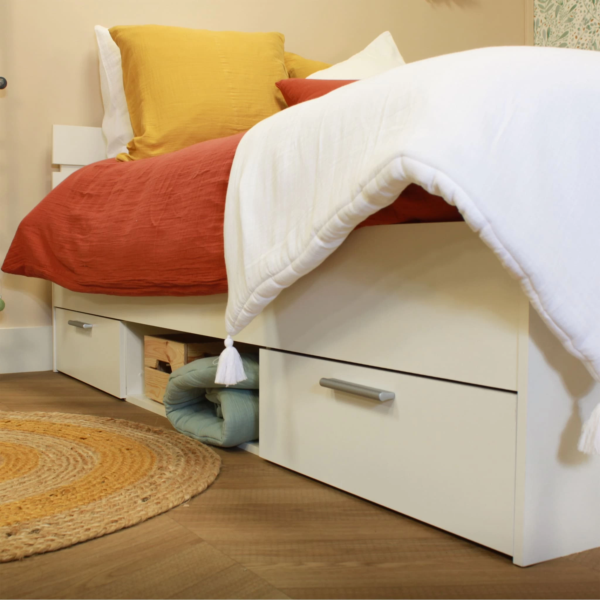 Lit Tiroirs Blanc Perle – Image 8