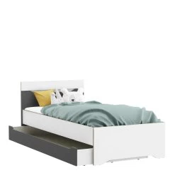 Lit Tiroir Enfant En Bois Blanc Et Gris 90x190/200 - LT221