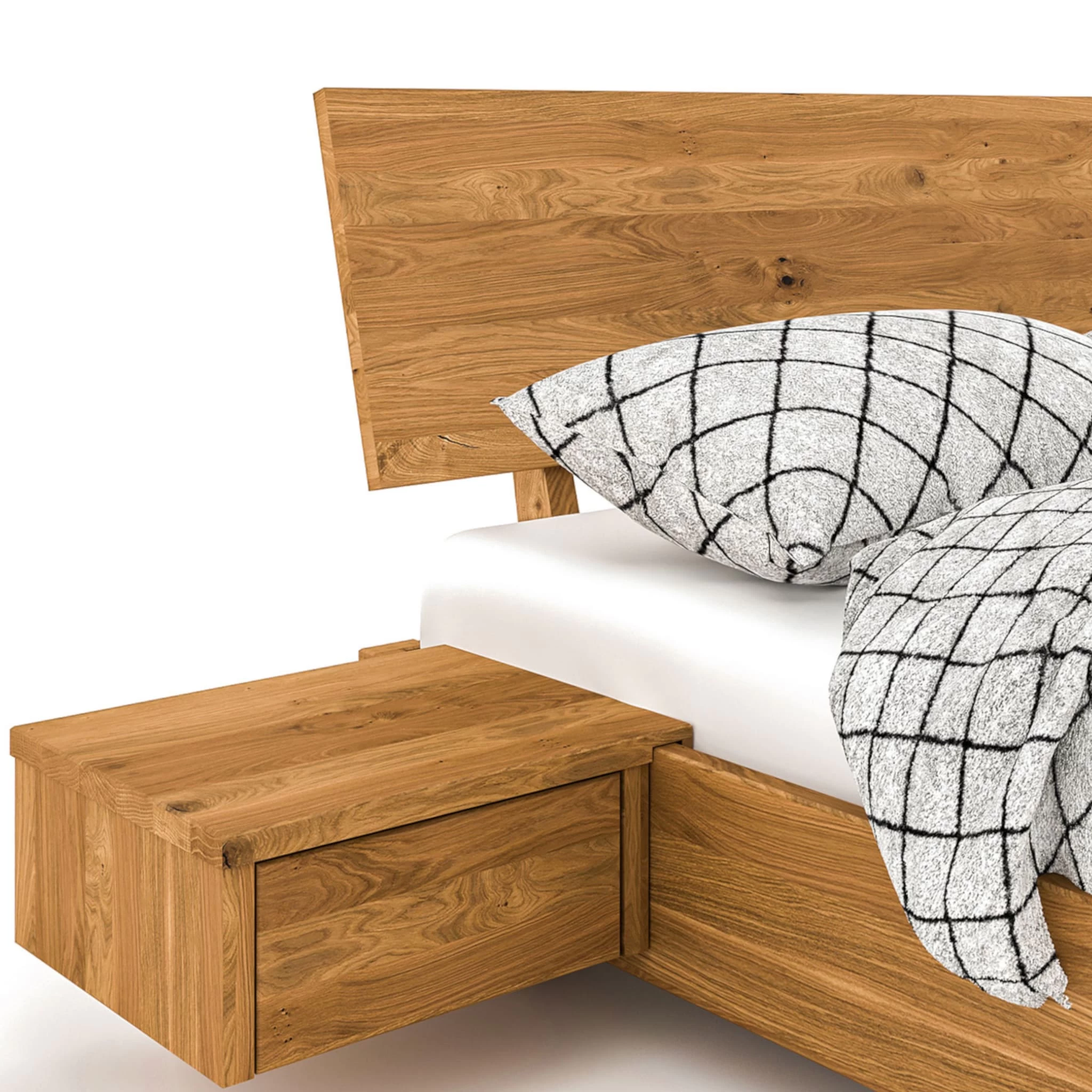 Lit Avec Tête De Lit Intégrée Et 2 Chevets En Chêne Massif Clair - LT36008 – Image 8