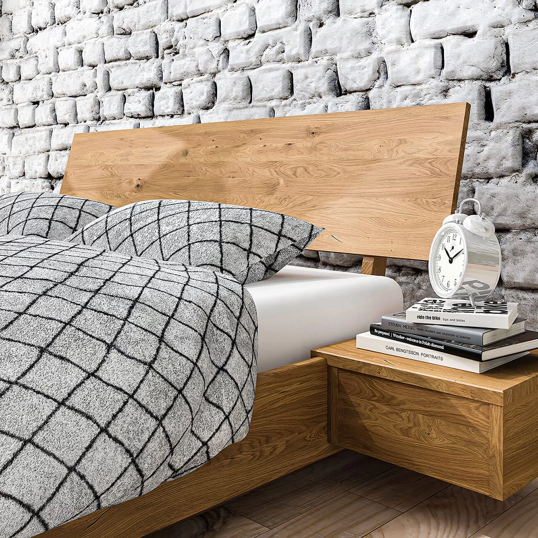 Lit Avec Tête De Lit Intégrée En Chêne Massif Clair - LT36007 – Image 5