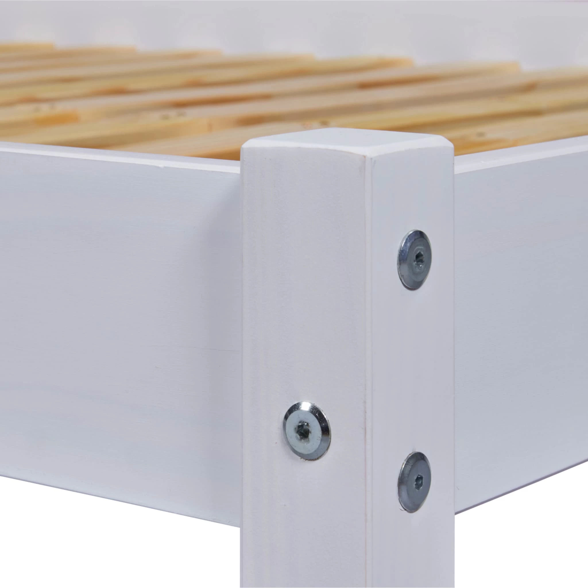 Lit Avec Sommier Intégré En Pin Massif Blanc - LT12118 – Image 5