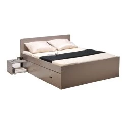 Lit 2 Tiroirs Avec 2 Chevets En Bois Gris - LT14015