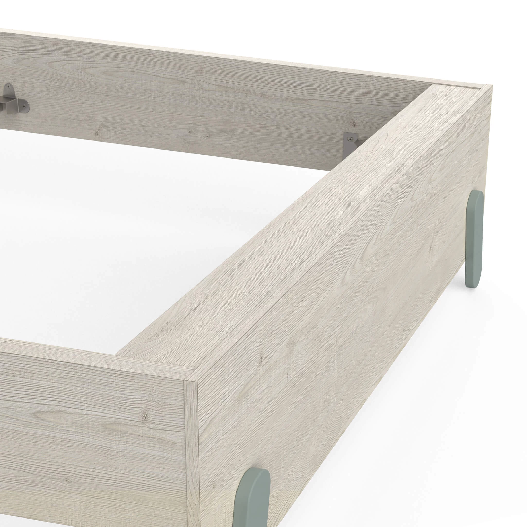 Lit Extensible Enfant En Bois Couleur ChĂȘne Topanga Et Vert De Gris 90x190/200 - LI217 â Image 3