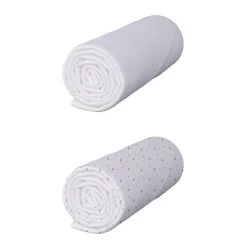 Lot De 2 Draps Housses Bébé Coton Jersey Blanc/Renard 60x120 Cm