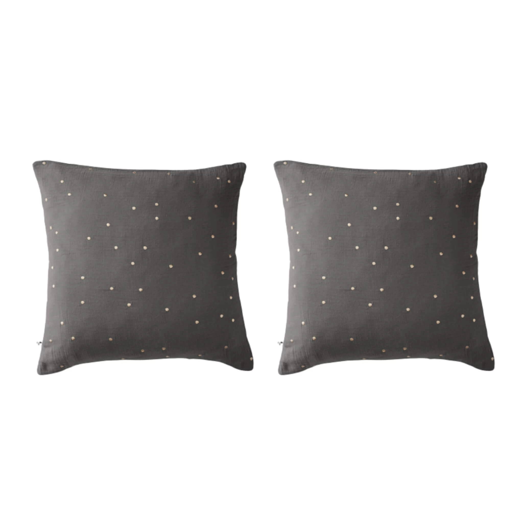 Lot De 2 Taies D'oreillers à Pois Brodés Double Gaze De Coton