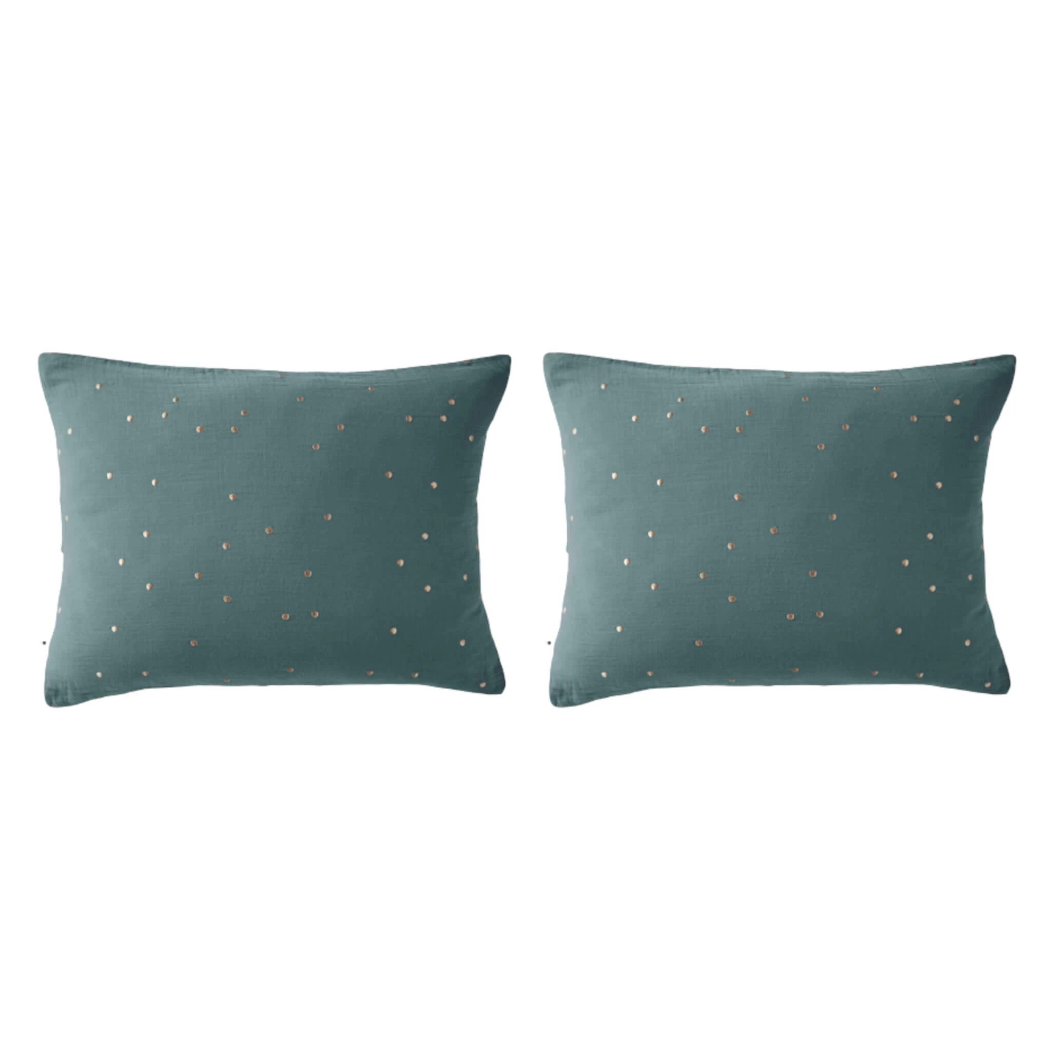 Lot De 2 Taies D'oreillers à Pois Brodés Double Gaze De Coton – Image 16