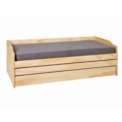 Lit Gigogne 3 Couchages En Bois Massif Chêne Clair 90x200 - LT12015