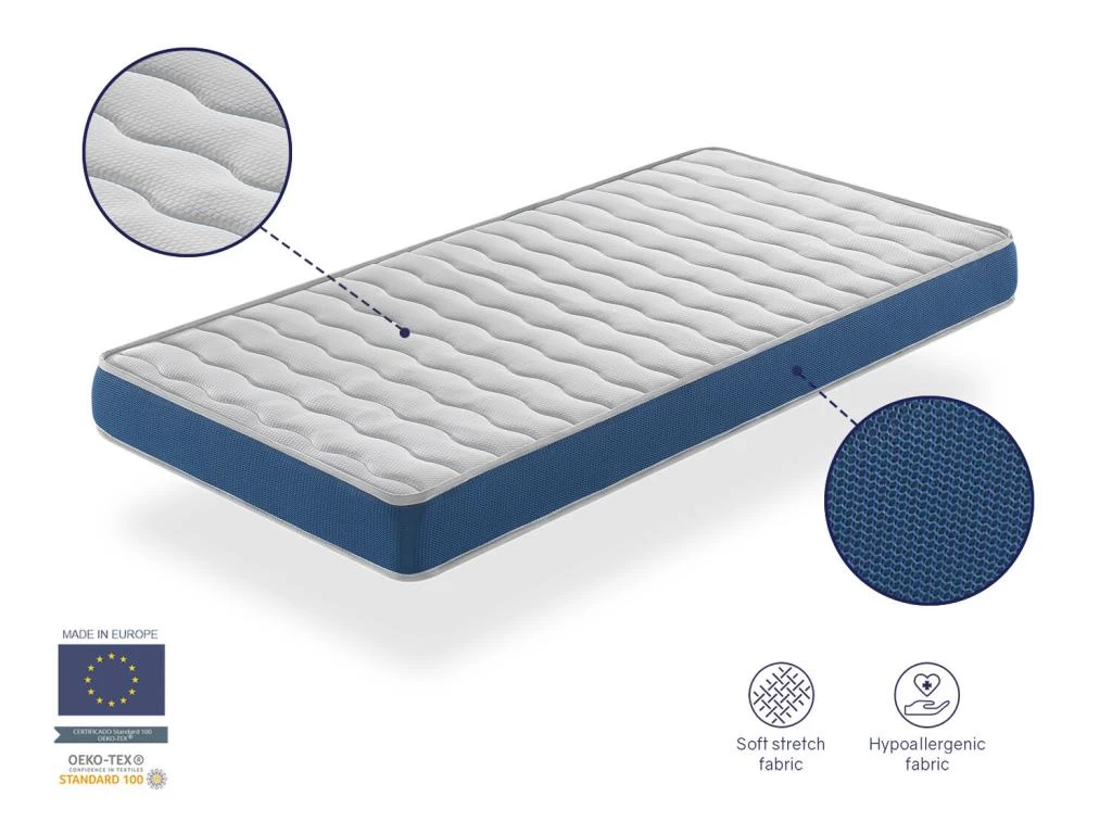 Matelas Bebe 70x140 ONIX Mousse, Epaisseur 11 Cm Respirante Et Ergonomique. Fermete Ideal Pour Bebe – Image 2