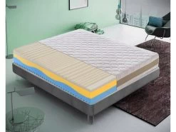 Matelas à Mémoire De Forme, 3 Couches, Déhoussable, 5 Cm De Mousse à Mémoire De Forme, 7 Zones De Confort 140x200 Cm