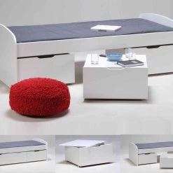 Lit 3 Tiroirs En Bois Blanc 90x200 - LT14016