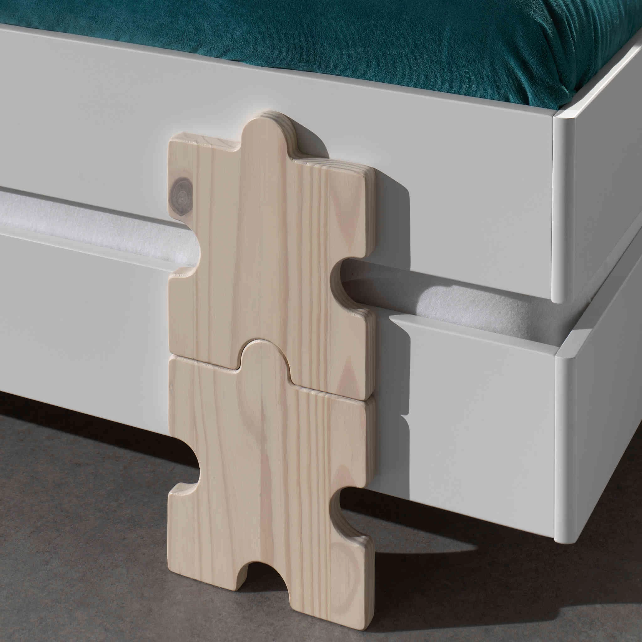 Pack 2 Lits Enfant En Bois Avec Pieds Puzzle 90x200 Cm - LT2058 – Image 3