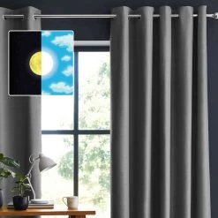 Lot De 2 Rideaux Occultants à œillets Anthracite