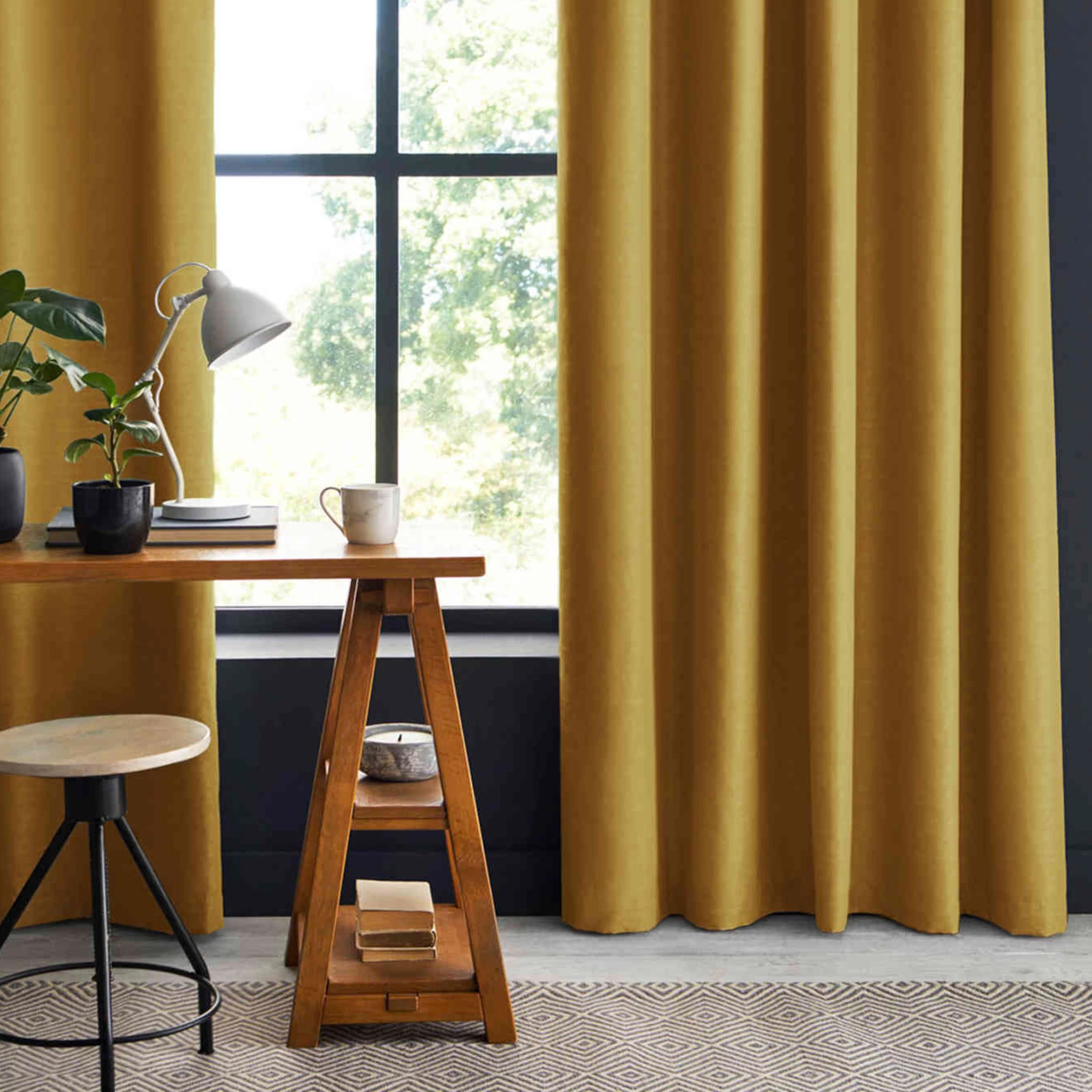 Rideau Occultant à œillets Jaune Moutarde – Image 2