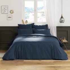 Parure De Lit Brodée Plis Religieuses Marine