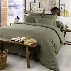 Parure De Lit Flanelle Kaki