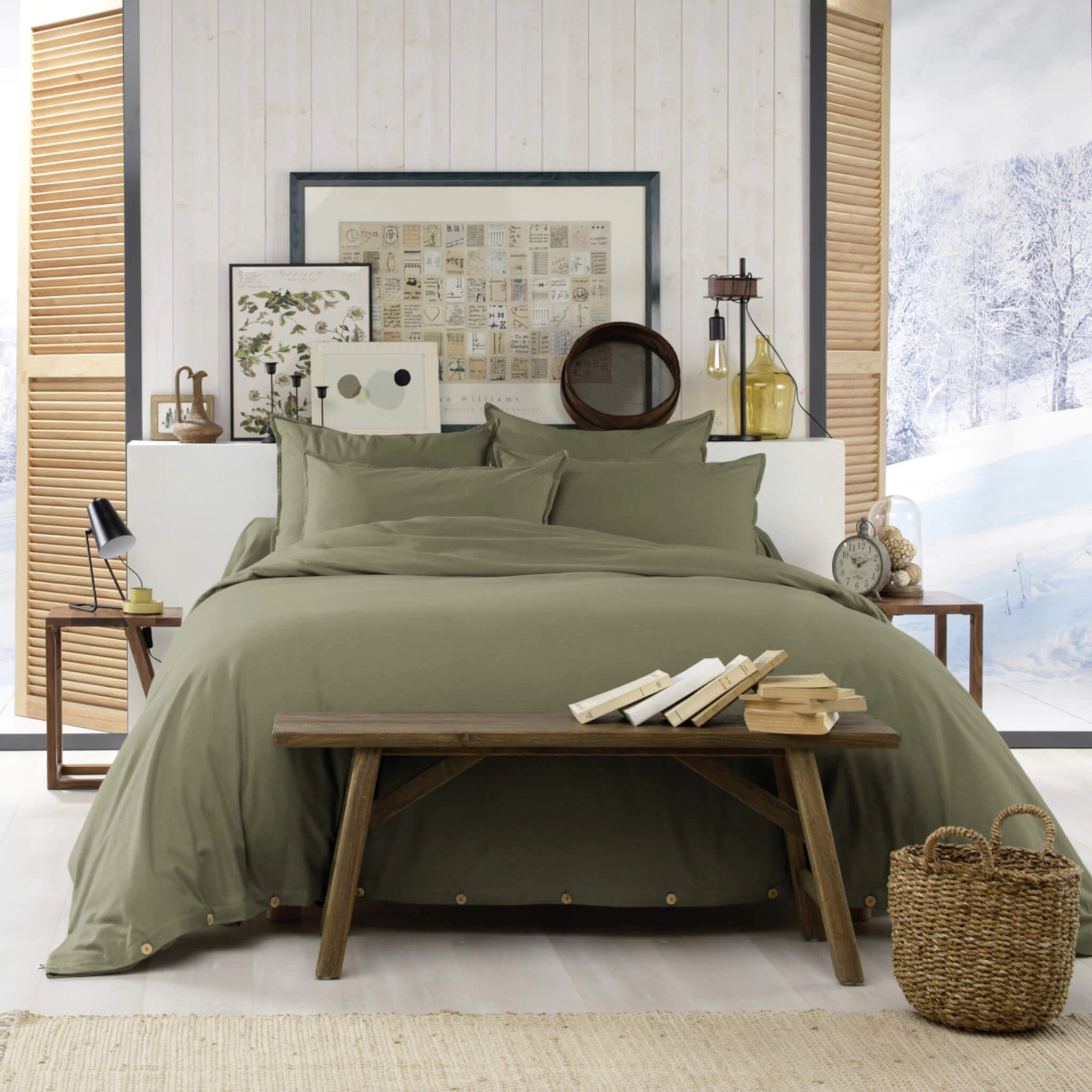 Parure De Lit Flanelle Kaki – Image 3