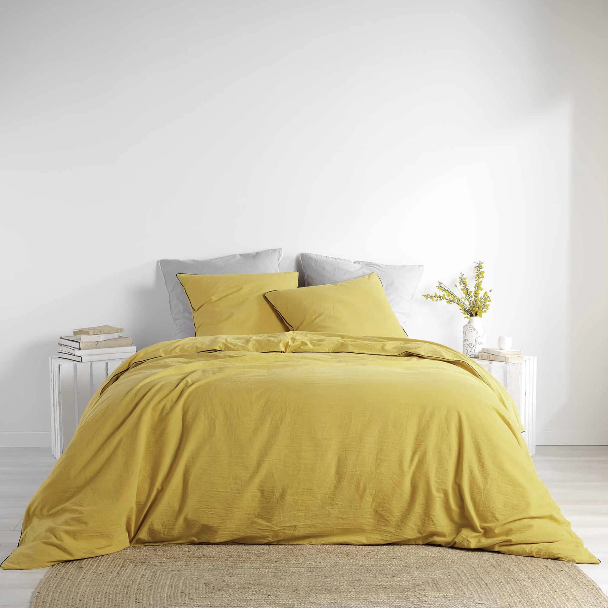 Parure De Lit Coton Lavé Linette Jaune