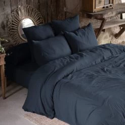 Parure De Lit Double Gaze De Coton Marine