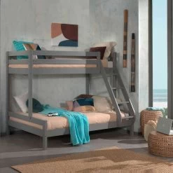 Lit Superposé En Pin Massif Laqué