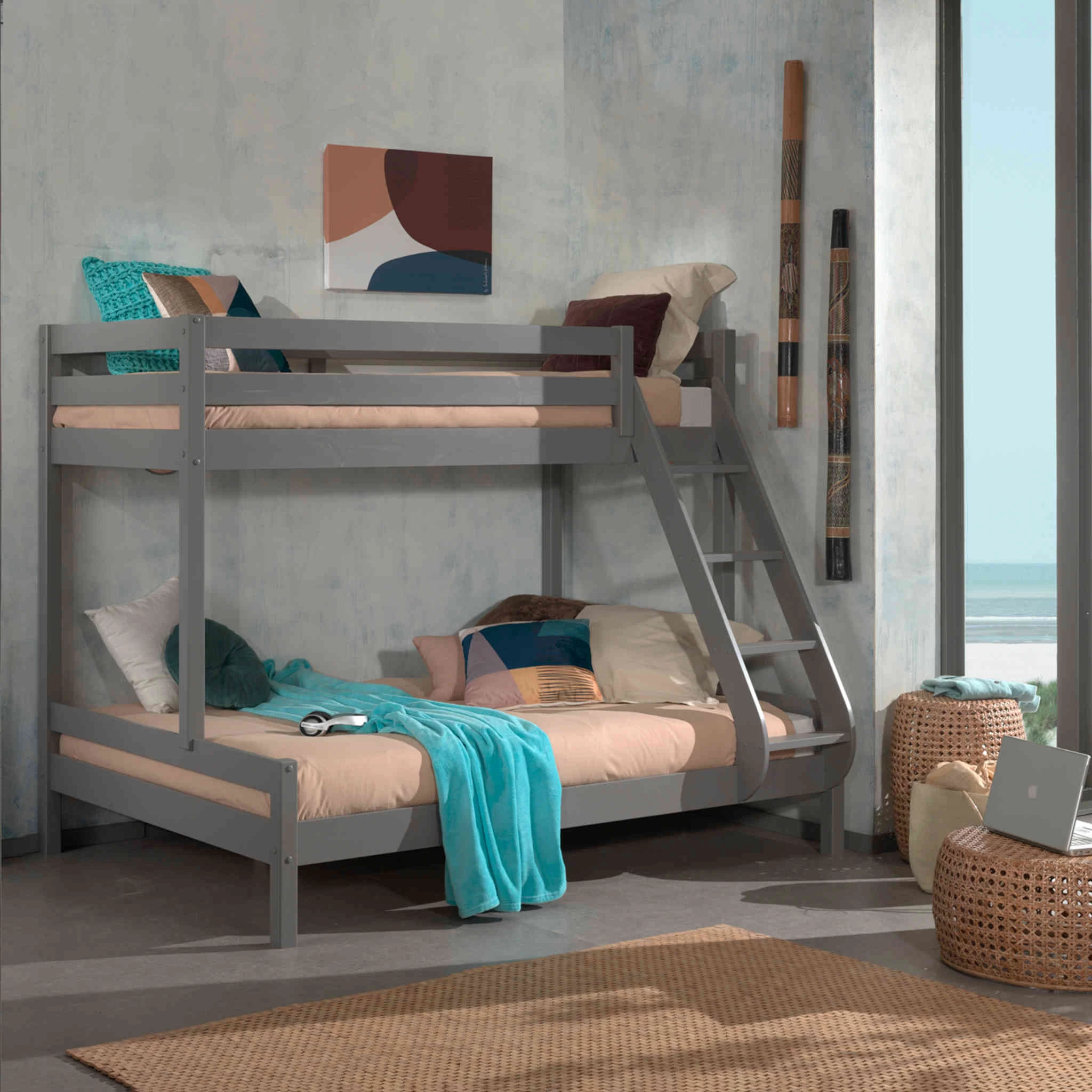 Lit Superposé En Pin Massif Laqué