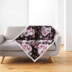 Plaid Velours/sherpa Flower 125x150 Cm