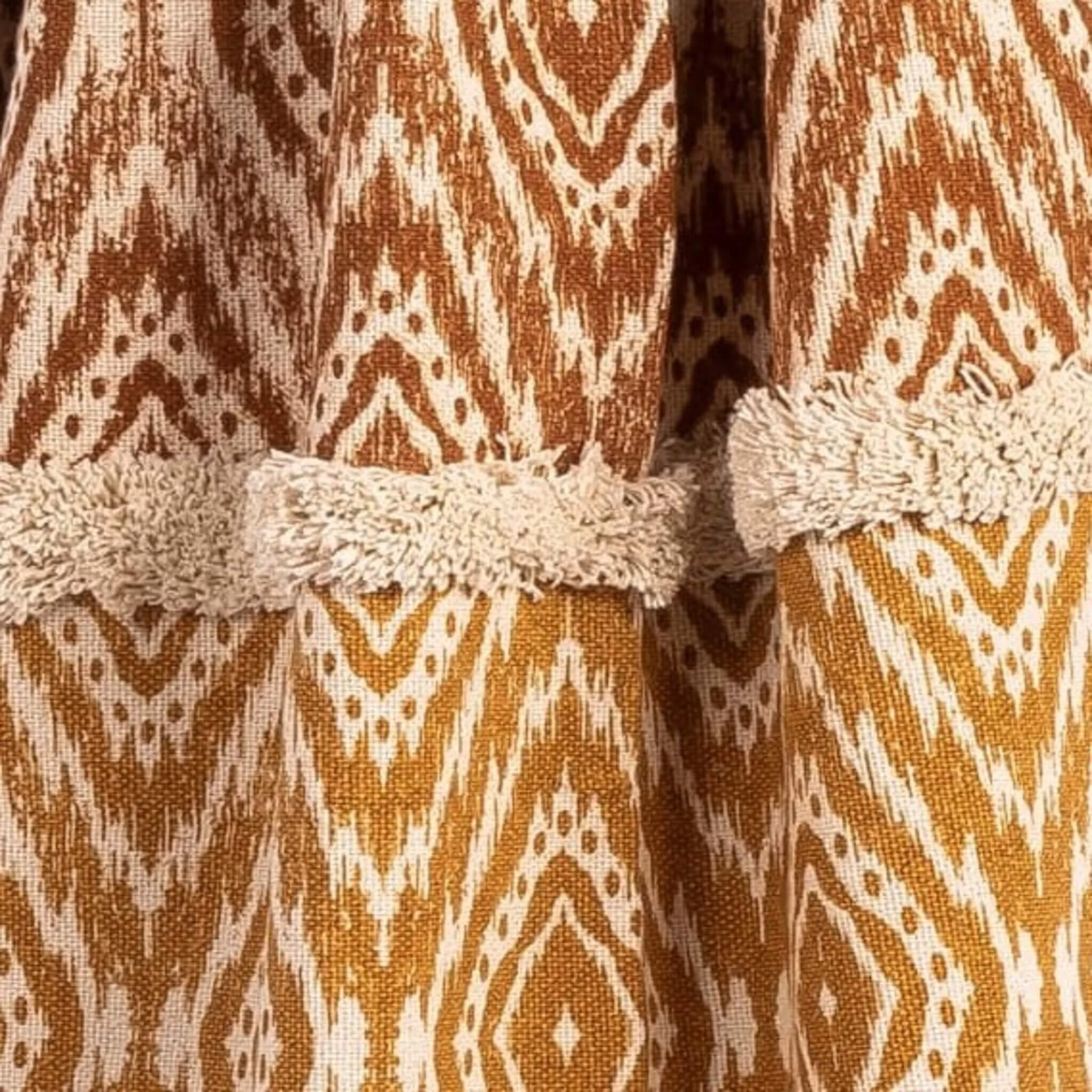 Plaid Coton à Franges Camel/jaune 130x150 Cm – Image 2