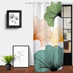 Rideau à œillets Ginkgo Imprimé Placé 132x250 Cm