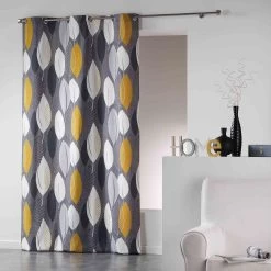 Rideau Leafy Jaune 140x240 - Douceur D'intérieur