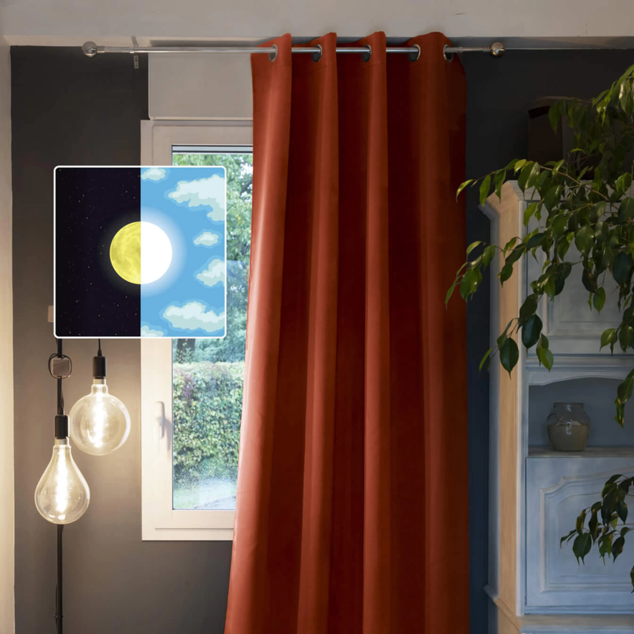 Rideau Occultant à œillets Orange – Image 2