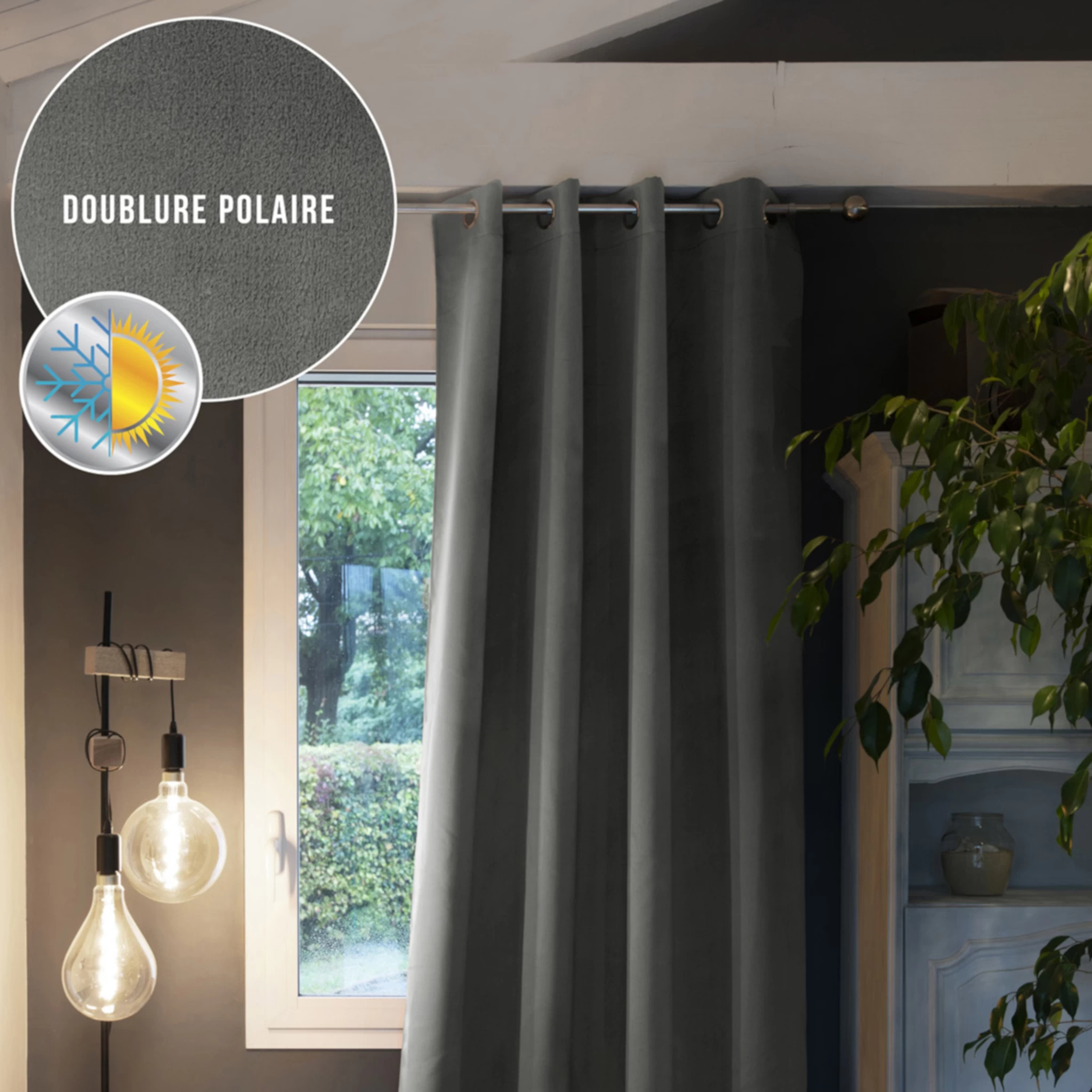 Rideau Occultant Thermique à œillets 140x260