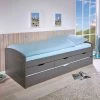 Lit Gigogne Avec Tiroirs En Bois Massif Gris 90x200 - LT12008