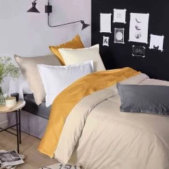 Housse De Couette Satin De Coton Taupe - Tradilinge