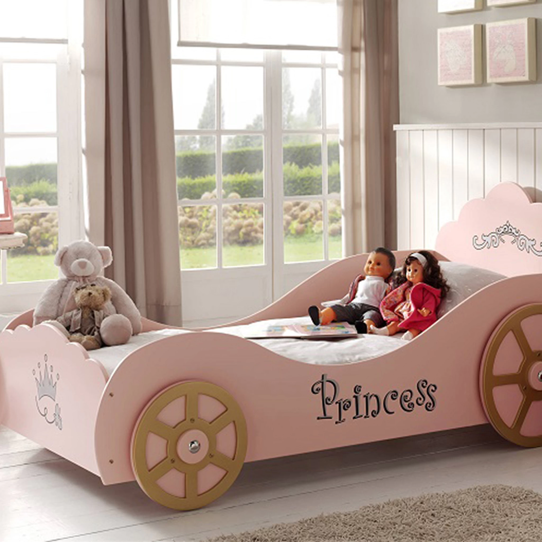 Lit Enfant Voiture Princesse Avec Sommier 90x200